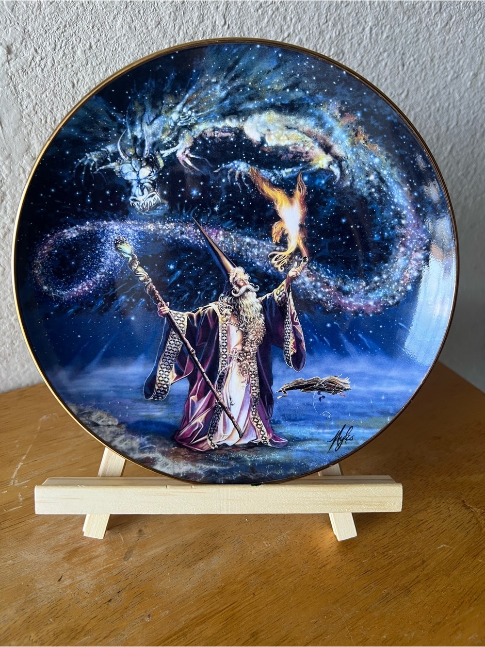 Royal Doulton Sorcerer’s Spell  Plate in Blue, Purple and Gold Accents
